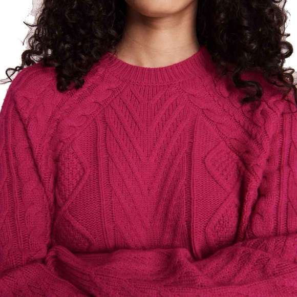 NWT Rag & Bone Pierce Cashmere Cable Sweater in Plum Size Extra Large - Picture 4 of 13